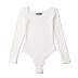 round neck long-sleeved solid color elastic bodysuit NSAC16690