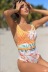 sexy  print double shoulder one-piece swimsuit NSHL16837