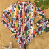 flower print long-sleeved swimsuit NSHL16844