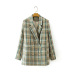 lapel check double-breasted casual blazer  NSAM20722