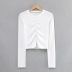 Mid-seam pleated long-sleeved T-shirt NSHS24241