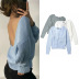 Temperament sexy long-sleeved V-neck sweater top NSLD29222