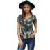 fashion hedging leopard print v-neck t-shirt NSSI29281
