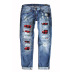 plaid pattern ladies cropped jeans  NSSI29292