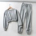 short sweatshirt drawstring elastic waist sweatpants two-piece suit NSHS29319