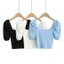 Summer sleeve solid color sexy slim short sleeve sweater NSHS29327