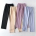 elastic waist solid color sports trousers NSHS29376