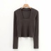 square neck stretch long-sleeved t-shirt  NSHS29378