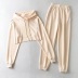 new letter printing hooded sweatshirt elastic waist casual pants two-piece suit NSHS29392