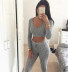 fashion solid color short hooded long-sleeved T-shirt elastic waist stretch trousers two-piece suit NSHS29435