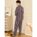 silk thin long-sleeved lapel plaid casual pajamas suit  NSJO29507