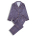 silk thin long-sleeved lapel plaid casual pajamas suit  NSJO29507