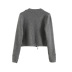 Oblique zipper round neck short cross stitching sweater NSAC29587