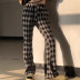 houndstooth loose knitted casual pants NSAC29588