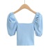 retro puff sleeve square neck knitted top NSAC29601