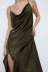 high split solid color sling dress NSAM29639