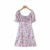 purple print chest strap exposed clavicle dress NSAM29643