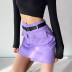 fashion pure color belt irregular short skirt NSHS29695