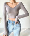 V-neck fashion long-sleeved sweater top   NSLD29798