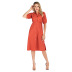 stand collar solid color single breasted dress NSJR29877