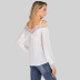 Solid Color Lace One-Line Neck Long Sleeve Sling Top NSJR29882