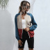 contrast color stand-up collar casual thin jacket NSJR29888