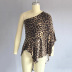 spring and summer new style one-line neck strapless sexy loose top leopard print t-shirt  NSJR29890