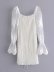 new style sleeves embroidery mesh drawstring square neck flared sleeve dress  NSAM29951