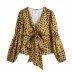 spring bow decorated leopard print blouse  NSAM29963