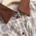 fashion check color matching collar long sleeve shirt  NSAM29972