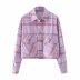loose lapel plaid pockets casual shirt blouse  NSAM29979