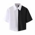 black and white color matching short-sleeved shirt  NSAM29986