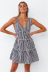 summer new style deep V sexy backless sleeveless plaid printed dress  NSYD30048