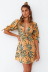 summer new style deep V sleeves knotted waist printing dress  NSYD30051