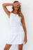 summer new style round neck sleeveless backless pure color washed cotton dress  NSYD30053