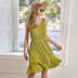 Summer Irregular Sling Pure Color Casual Dress NSAL30059