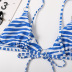 sexy blue striped double-sided split bikini NSHL30081