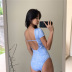 printed light blue one-piece swimsuit  NSHL30096