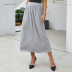 summer new mid-waist solid color pleated all-match skirt NSJR30253