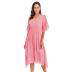 summer new plus size solid color V-neck waist dress  NSJR30255