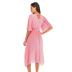 summer new plus size solid color V-neck waist dress  NSJR30255