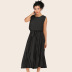 summer new style sleeveless elastic waist bowknot pleated big chiffon dress  NSJR30257
