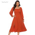 spring and autumn new fashion square collar slimming waist split long-sleeved dress  NSJR30258