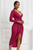 autumn and winter solid color new sexy tight-fitting long-sleeved V-neck dress NSLM30290