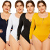 autumn and winter new plus size long-sleeved zipper one-piece sexy bottoming shirt NSLM30298