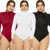 new sexy bottoming solid color high-neck long-sleeved triangle bodysuit NSLM30308