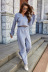 V-neck pleated long-sleeved shirt wide-leg pants two-piece  NSLM30313