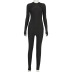 solid color long-sleeved zipper cover jumpsuit   NSMX30346