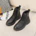 black flat-bottomed Chelsea short boots NSNL30421
