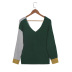 V-neck color stitching sweater  NSLK30498